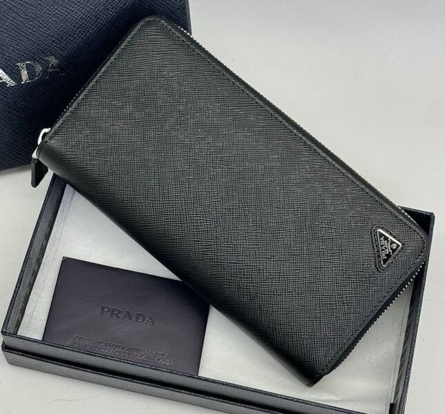 Мужской кошелек Prada мужской кожа черный 153046