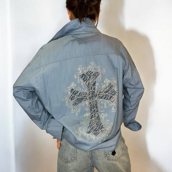 Рубашка Chrome Hearts женский бирюзовый 186497-2