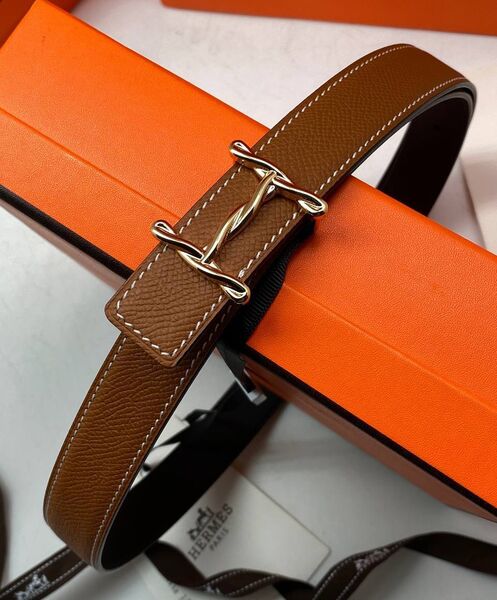 Женский ремень двухсторонний Hermès женский кожа черный 186572