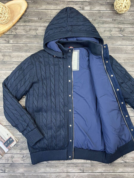 Мужской кардиган Brunello Cucinelli мужской вязаная ткань синий 105908-2