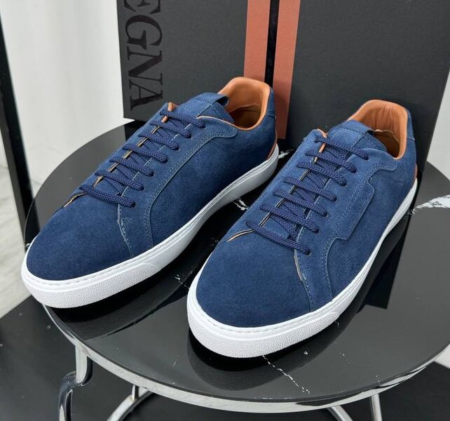 Мужские кеды Zegna мужской замша синий 192955