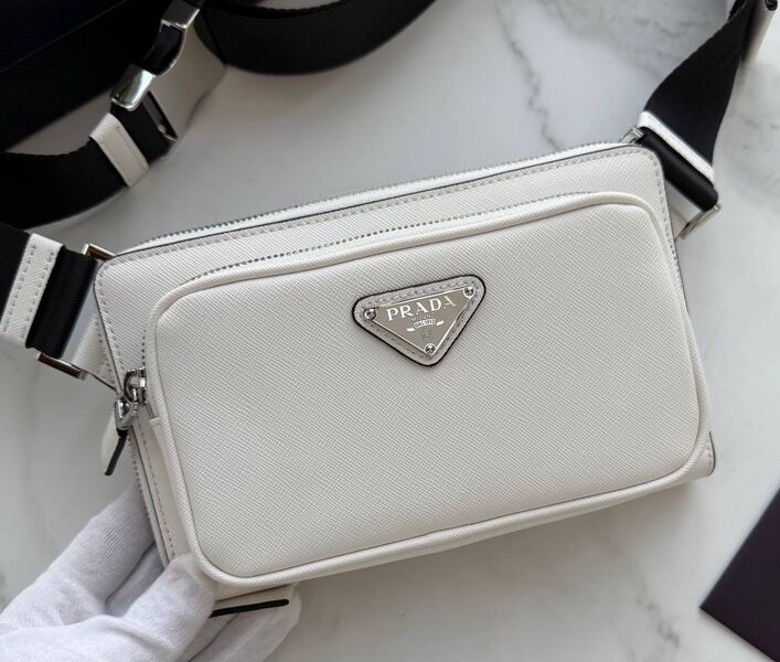 Мужская сумка слинг Prada мужской кожа белый 190571