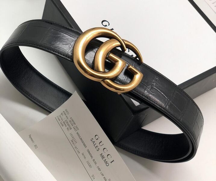 Мужской ремень Gucci мужской кожа черный 52373