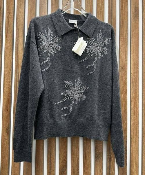 Кофта Brunello Cucinelli женский вязаная ткань графитовый 136998