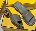 Шлепки Fendi женский кожа графитовый 118695-1