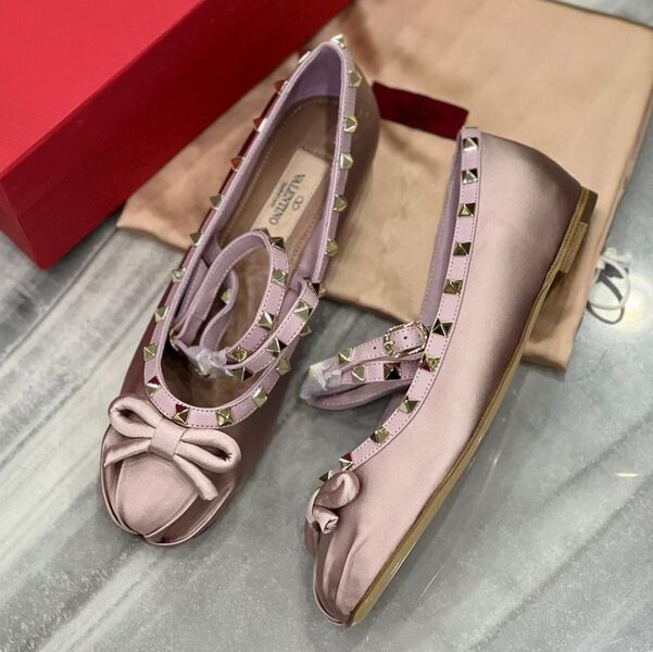 Балетки Valentino женский сатин бежевый 121588