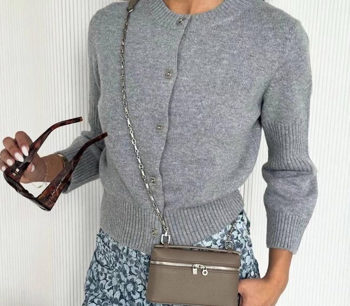 Кардиган Chanel женский вязаная ткань графитовый 168367