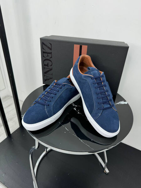 Мужские кеды Zegna мужской замша синий 192955-2