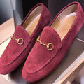 Лоферы Gucci женский замша бордовый 160127-1