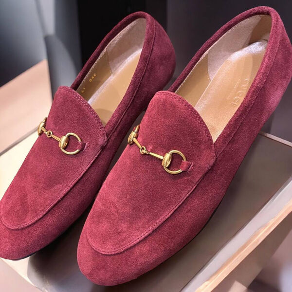 Лоферы Gucci женский замша бордовый 160127