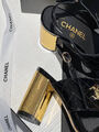Босоножки Chanel женский кожа черный 106736-2