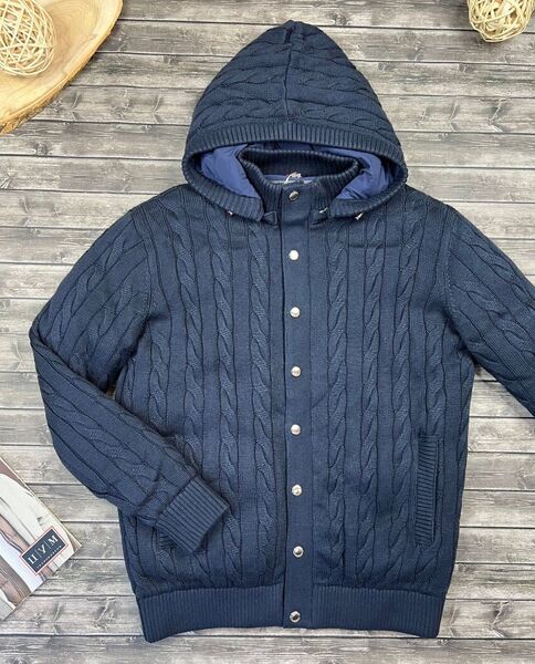 Мужской кардиган Brunello Cucinelli мужской вязаная ткань синий 105908
