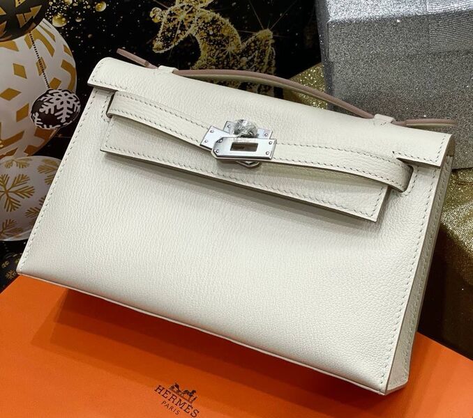 Сумка Hermèskelly 20 Pochette женский кожа белый 138898