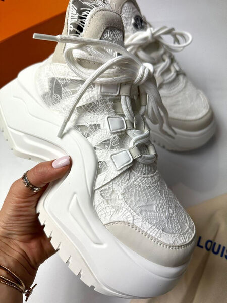 Кроссовки высокие Louis Vuitton женский кожа бежевый 120820-2