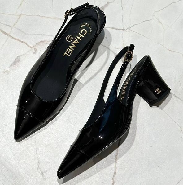 Туфли Chanel женский кожа черный 146186
