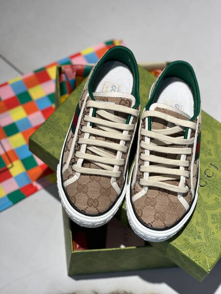 Кеды Gucci женский текстиль бежевый 24827-5