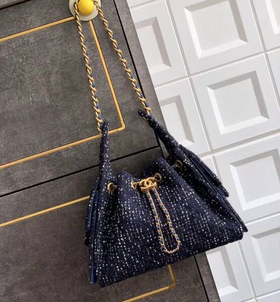 Сумка Chanel женский текстиль синий 197095