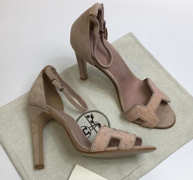 Босоножки Hermès женский замша бежевый 97668