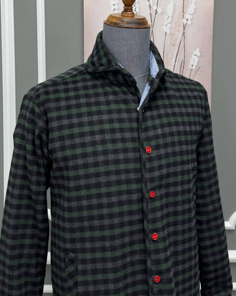 Мужская рубашка утепленная Kiton мужской болотный 177910-14