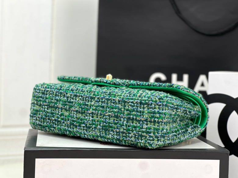Сумка Chanel 2.55 женский твид болотный 129077-5