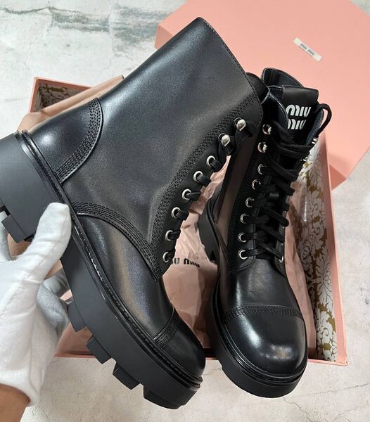Ботинки Miu Miu женский кожа черный 159853