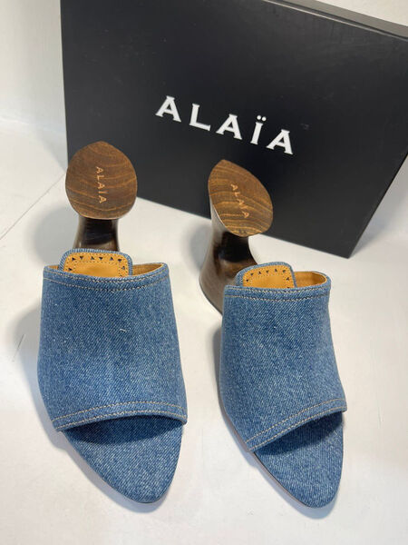 Шлепки Alaïa женский джинса синий 117351-2