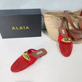 Шлепки Alaïa женский кожа бордовый 155386-2