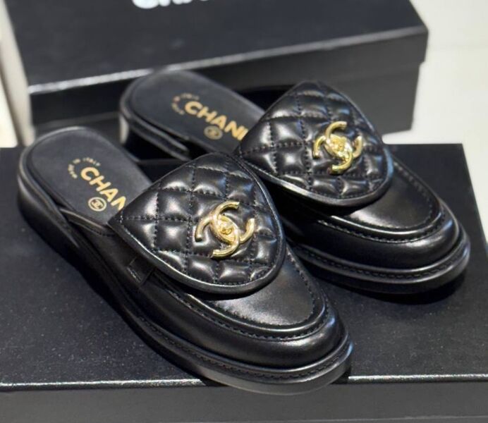 Мюли Chanel женский кожа черный 173889