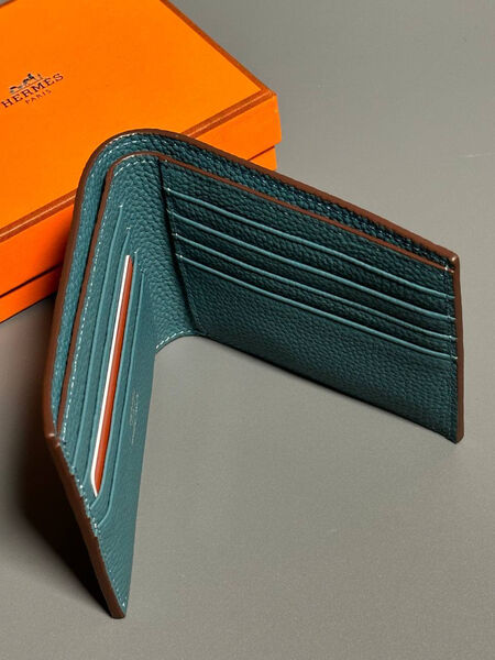Мужской портмоне Hermès мужской кожа бирюзовый 154029-5