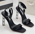 Босоножки Aquazzura женский кожа черный,серебристый 105441