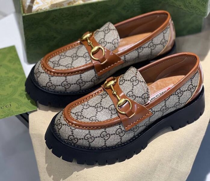 Лоферы Gucci женский текстиль графитовый 104897