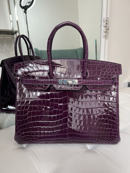 Сумка Hermès Birkin 35 женский кожа фиолетовый 140346-4