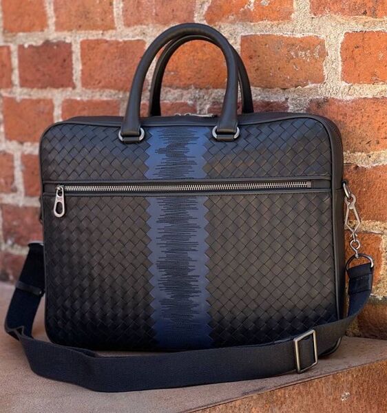 Мужской портфель Bottega Veneta мужской кожа синий 52033