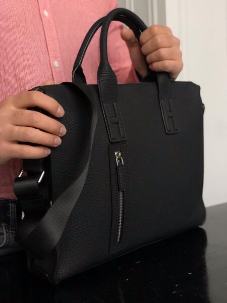 Мужской портфель Hermès мужской кожа черный 52080-5