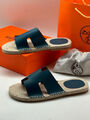 Мужские шлепки Hermès мужской кожа синий 114598-2
