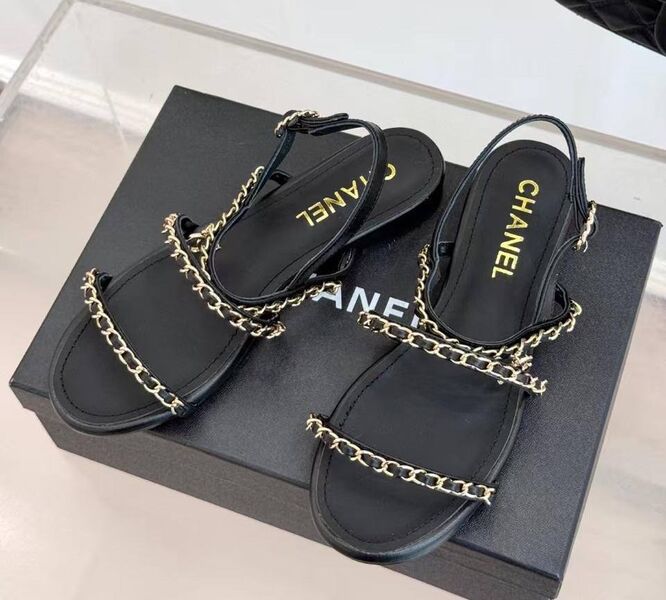 Сандалии Chanel женский кожа черный 189149
