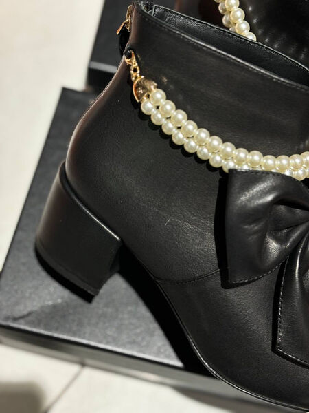 Ботильоны Chanel женский кожа черный 159437-4