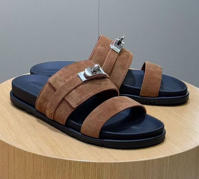 Мужские шлепки Hermès мужской замша 193729