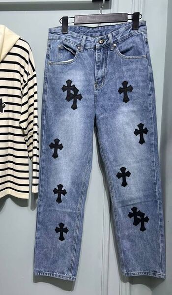 Джинсы Chrome Hearts женский джинса бирюзовый 127488
