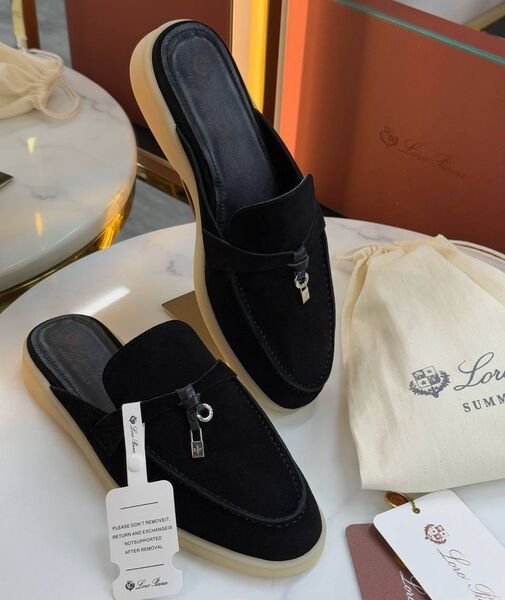 Сабо Loro Piana женский замша черный 183893