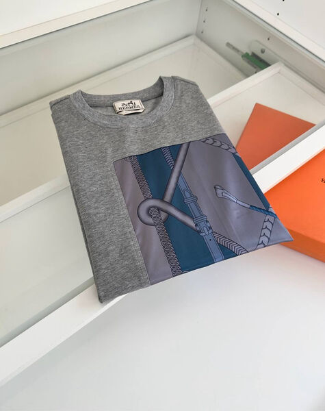 Мужская футболка Hermès мужской графитовый 178289-9