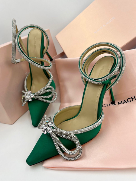 Босоножки Mach&Mach женский сатин болотный 12470-3