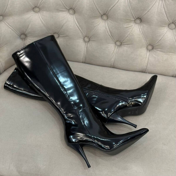 Сапоги Saint Laurent женский кожа черный 130224-3