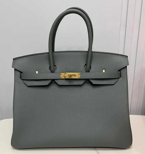 Сумка Hermès Birkin 35 ручная работа женский кожа болотный 96809
