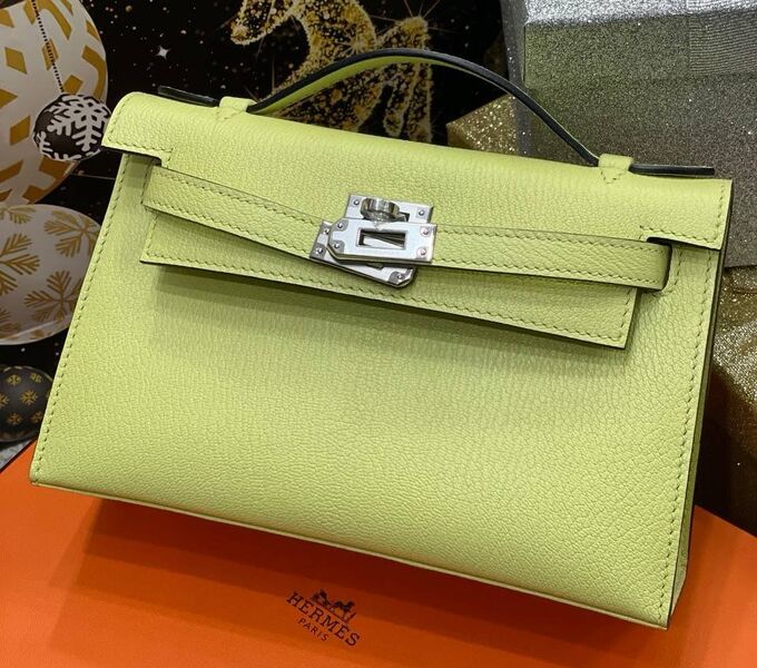Сумка Hermèskelly 20 Pochette женский кожа болотный 138900