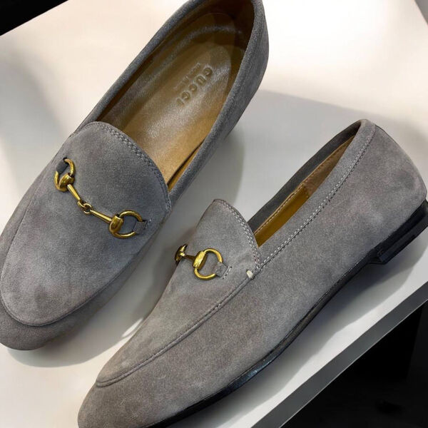 Лоферы Gucci женский замша графитовый 160121