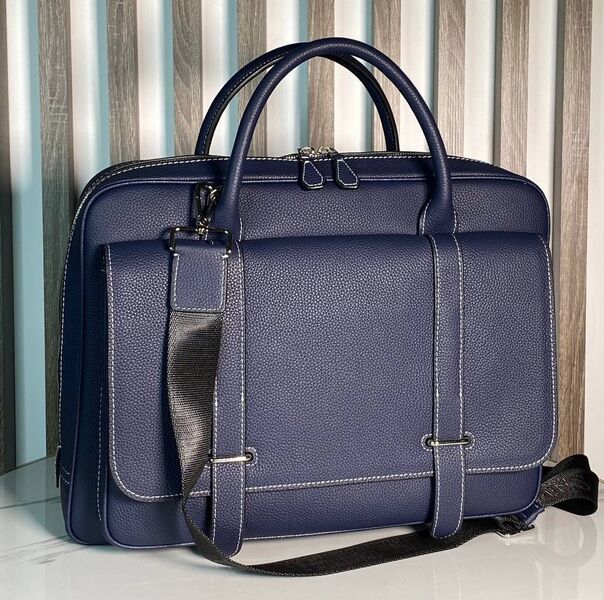 Мужской портфель Hermès мужской кожа синий 164056