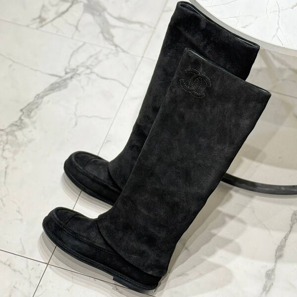 Сапоги Chanel женский замша черный 172840