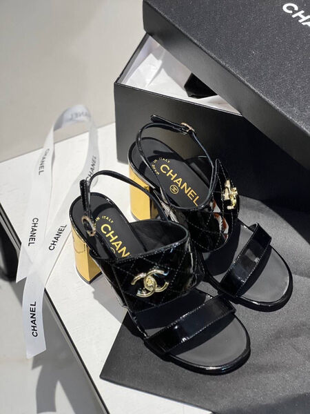 Босоножки Chanel женский кожа черный 106736-3