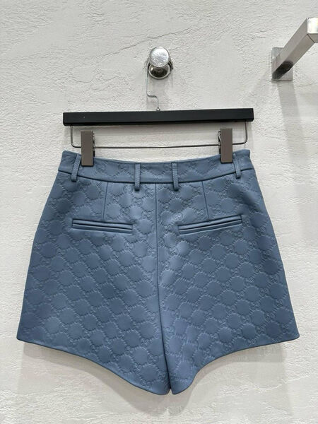 Шорты Gucci женский кожа бирюзовый 179230-3
